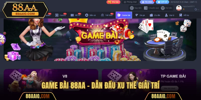 88AA bứt phá với sảnh game bài hiện đại, chuẩn quốc tế