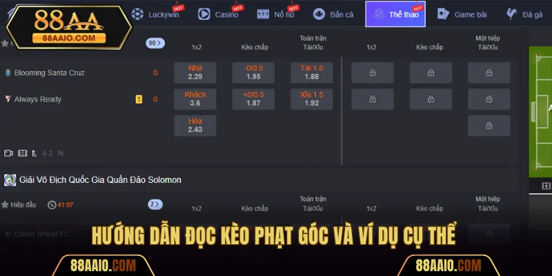 Hướng dẫn đọc kèo phạt góc và ví dụ cụ thể